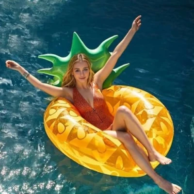 Image of Inflatable Pool Floats Gaint Inflatables for Adults Pineapple Swimming Ring Tube Funny Floties Party Raft Rubber Lounge Summer Beach Toys