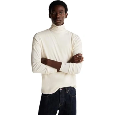 Image of Tommy Hilfiger ROLL NECK TEE Long sleeved top, Men&#039;s, Size: XXL, Ivory petal