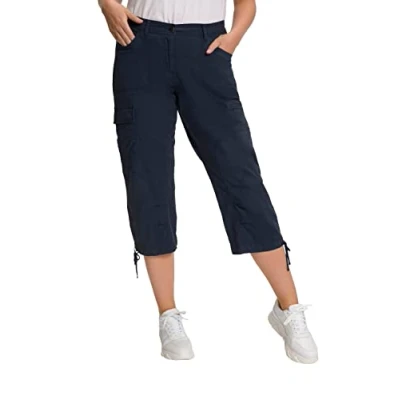 Image of Ulla Popken Women&#039;s 7/8 Cargohose Cargo Pants, Marine, 56W / 32L