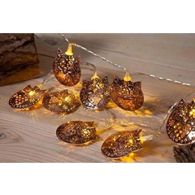 Image of Noma 20 Copper Owl Light Garland Christmas Xmas With Timer Warm White