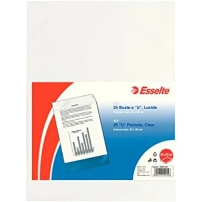 Image of Esselte U Pocket Folders Polished, Folio in PP Clear 22x30 Transparent