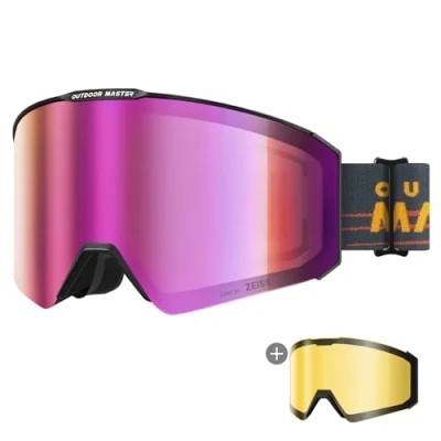 Image of OutdoorMaster Falcon Ski Goggles Lens by ZEISS, OTG Snowboard Anti fog, Magnetic Interchangeable Lens, Snow for Men &amp; Women, Orchid Vlt 21%