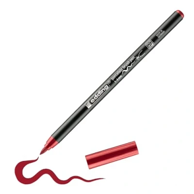 Image of edding 4200 porcelain brush pen crimson lake (red) 1 nib 4 mm felt for painting and decorating ceramics, dishwasher safe, lightfast ink, quick drying