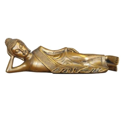 Image of Zen Buddha Statue and Feng Shui Decoration Lucky Charm Gift Idea Office Decoration, Bedroom, Living Room etc. Length: 22 cm Gold Colour Zen&#039;Light