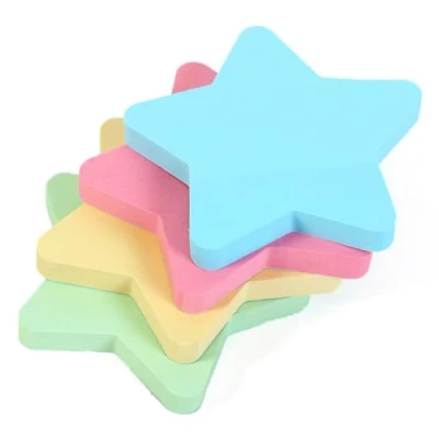 Image of Evergreen Goods 4 Pads Star Shaped Sticky Notes, 76mm x 76mm, Pastel Colours (Yellow, Blue, Pink, Green), 100 Sheets Per Pad, Self Adhesive Post Memo Notes for Office, Home, School