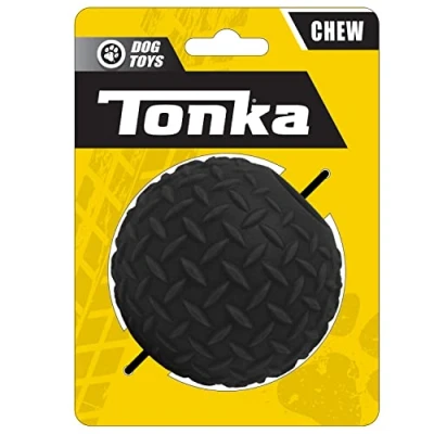 Image of Tonka 3.5in Rubber Diamond Plate Ball Dog Toy Black
