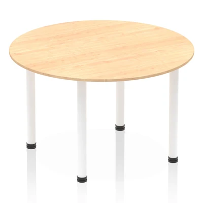 Image of Impulse 1200mm Round Table Maple Top White Post Leg