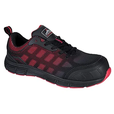 Image of Portwest Compositelite Ogwen Low Cut Trainer S1P Black/Red UK 8 EU 42