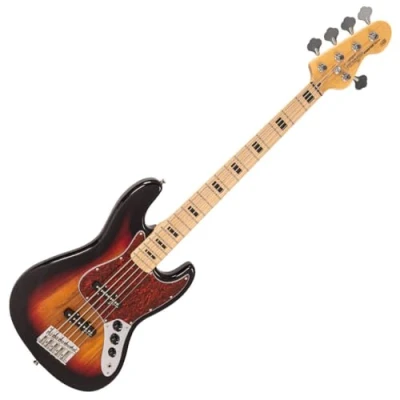 Image of VINTAGE V49 5 STRING COASTER SERIES BASS GUITAR 3 TONE SUNBURST
