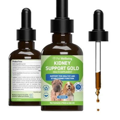 Image of Pet Wellbeing Kidney Support Gold for Dogs Vet Formulated Supports Healthy Function in Natural Herbal Supplement 2 oz (59 ml)