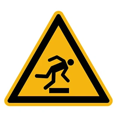 Image of Sticker Danger Warning NF ISO 7010 Laminated Triangular Signage Adhesive Water and UV Resistant Stumble 25x25 cm