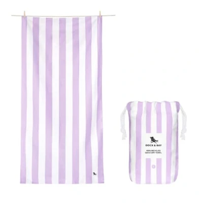 Image of Dock &amp; Bay Beach Towel Quick Dry, Sand Free Compact, Lightweight 100% Recycled Includes Bag Cabana Light Lombok Lilac Extra Large (200x90cm, 78x35)