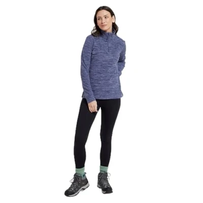 Image of Mountain Warehouse Camber Half Zip Women&#039;s Striped Fleece Lightweight, Warm &amp; Cosy Sweatshirt Top Best for Camping, Outdoors, Travelling Hiking Dark Blue XXS