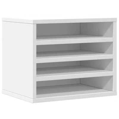 Image of vidaXL White Engineered Wood Desk Organiser Tray with Ample Storage Space 36x26x29.5 cm Ideal for Office or Home