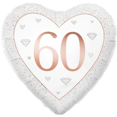 Image of 18&quot; Happy 60th Anniversary Heart Diamond Foil Balloon