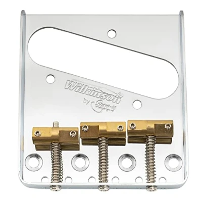 Image of Wilkinson WTB Vintage Telecaster Bridge 3 Compensated Brass Saddles for Tele Style Electric Guitar, Chrome