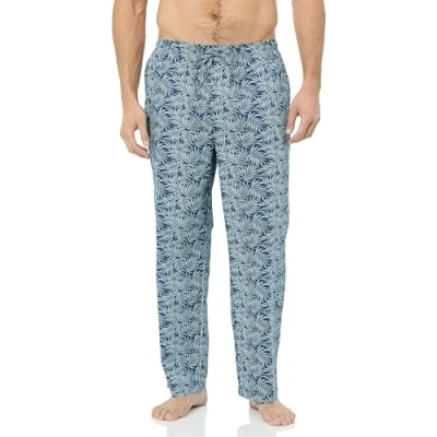 Image of Amazon Essentials Men&#039;s Straight Fit Woven Pyjama Bottoms, Navy White Palm Leaf, XL