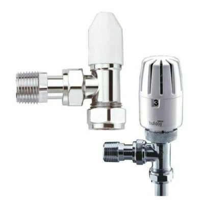 Image of Pegler Bulldog 8/10mm Angled TRV Thermostatic Radiator Valve &amp; Lockshield x 1