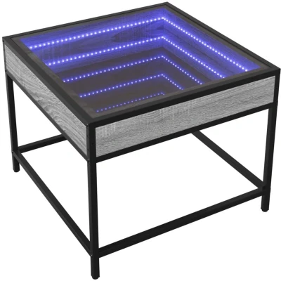 Image of vidaXL Coffee Table with Infinity LED Grey Sonoma 50x50x41 cm
