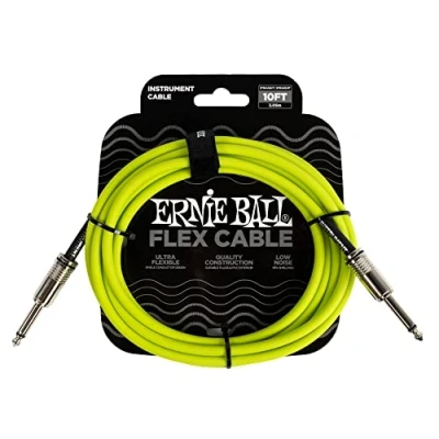 Image of Ernie Ball Flex Instrument Cable Straight/Straight 10ft Green