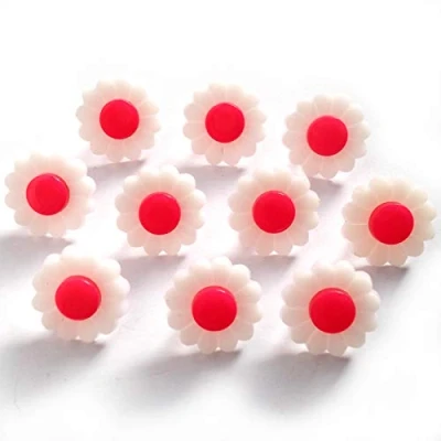 Image of Lightweight Daisy Flower Centre Pop Buttons 15mm Wide Pack of 10 (Pink Centre)