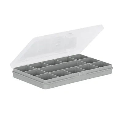 Image of Wham Organiser Box 15.01 17cm with 13 Divisions Soft Grey/Clear