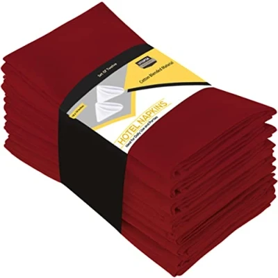 Image of Utopia Kitchen Cloth Napkins [12 Pack] Cotton Blend Washable and Reusable Table Dinner for Hotel, Lunch, Restaurant, Weddings, Event Parties (46 x 46 cm, Red)
