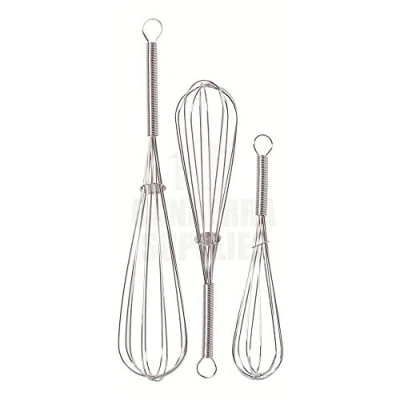 Image of Chef aid Balloon Whisks, Made with Stainless Steel Wires and traditionally Shaped to Effortless Whisking, Stirring, Blending Beating, Set of 3 Whisk (8, 9 10 inch Whisks)