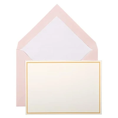 Image of Clairefontaine Ref 32605L G.Lalo Correspondence Writing Set Includes 10 x 10.7 15.2cm, 300gsm Cards + 11.4 16.2 Lined Gummed Envelopes Pink