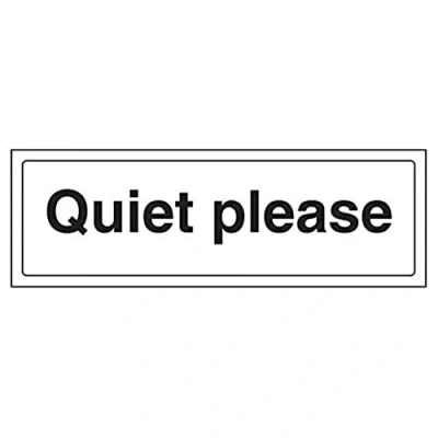 Image of VSafety Quiet Please Door Sign Landscape 300mm x 100mm Self Adhesive Vinyl