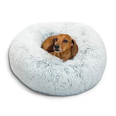 Image of Best Friends by Sheri The Original Calming Donut Cat and Dog Bed in Shag Fur Frost, Small 23x23