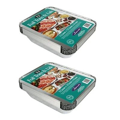 Image of Jena 12 Large Foil Trays &amp; Lids, 2 Pack