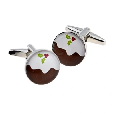 Image of Christmas Pudding Cufflinks Presented in a Cufflink Box
