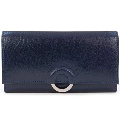 Image of Catwalk Collection Handbags Women&#039;s Large Leather Purse Ladies Wallet with 8 Card Slots &amp; Zip Coin Pocket RFID Protection Odette Blue