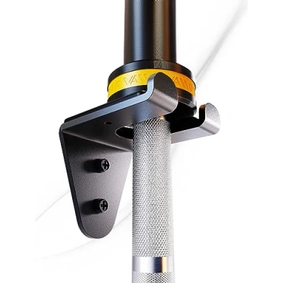 Image of VAIIO Single Olympic Barbell Hanger,Garage Gym Bar Wall Rack,Vertical Mount Rack,Black Powder Coated,Space Saving Commercial or Home Accessory,Holds Under 33mm Size (Black)