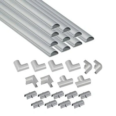 Image of D Line Mini Cable Trunking 4 Meter Pack, Half Round Cover, Self Adhesive Wire Hide TV Wires, Management 10x 30mm (W) x 15mm (H) 40cm Lengths &amp; Accessories Aluminium Effect