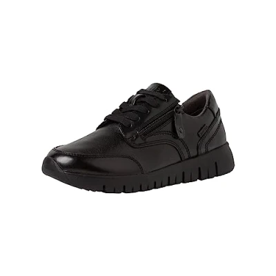 Image of Jana Women&#039;s Softline 8 23765 41 Komfortable Mehrweite Bequemschuh Sportlich Flexible Sohle Alltagsschuhe Freizeit Schlicht Sneaker, Plain Black, 2 UK