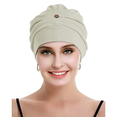Image of osvyo Cotton Chemo Headwear for Women with Cancer and Hair Loss, Hat, Lightweight Headwear, Sealed Packaging, Warm Grey, One Size