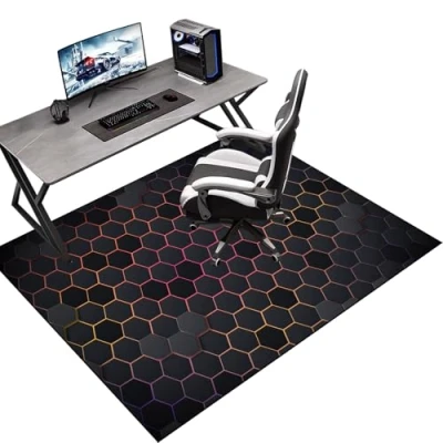Image of Protective Floor Protector Mat, Office Chair Mat for Carpeted Floor, Gaming Non Slip, Carpet Low Pile Carpets, Computer Desk Chairs 120 x 140 cm