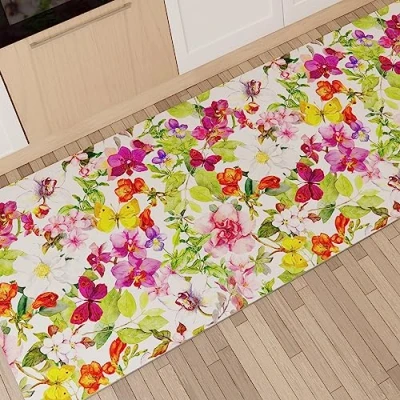 Image of PETTI Artigiani Italiani Kitchen Rug, Mats, Runners, Runner Rugs, Washable Non Slip Rugs 100% Made in Italy, Butterflies