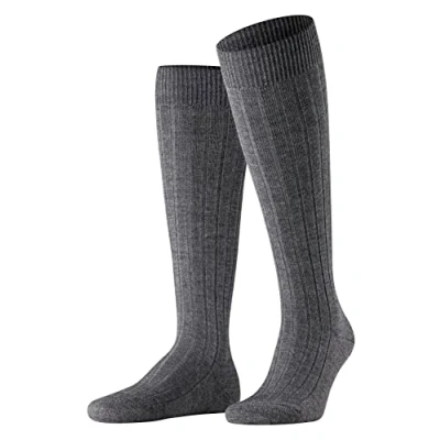 Image of FALKE Men&#039;s Teppich Im Schuh M KH Wool Long Plain 1 Pair Knee High Socks, Grey (Dark 3070), 8.5 9.5