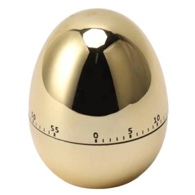 Image of Manual Timer, ABS Egg Model Mechanical Timer for Kitchen (Gold)
