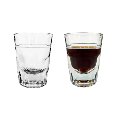 Image of Chabrias Ltd Shot Glass Espresso Shot, Whiskey/Vodka Glass, Measuring 60ml/ 2oz with 1oz Line, Glassware Heavy Strong Base (Pack of 2)