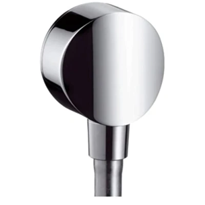 Image of Hansgrohe 26453000 FixFit Wall Outlet S with Non Return Valve and Synthetic Joint, Chrome, Silver