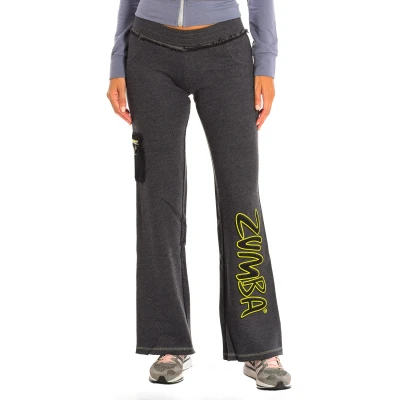Image of Zumba Womens Long Flared Sports Pants Z1B00107 woman Grey Cotton Size X Small