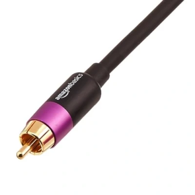 Image of Amazon Basics 1 RCA Audio Cable for Subwoofer, Amplifiers, Active Speakers with Gold Plated Plugs, Black, 2.44 m