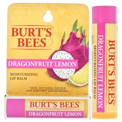 Image of Burts Bees Dragonfruit Lemon Moisturizing Lip Balm for Unisex 0.15 oz Balm, Yellow