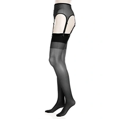 Image of GLAMORY Women&#039;s Garter Belt Suspender, 100 den, Black (Black Black), XXX Large