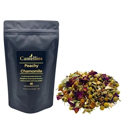Image of Peachy Chamomile Tea, Herbal Loose Leaf Camellios (100g)