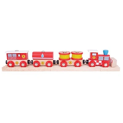 Image of Bigjigs Rail Fire and Rescue Train Toy, Accessories Compatible With Most Wooden Sets, Quality